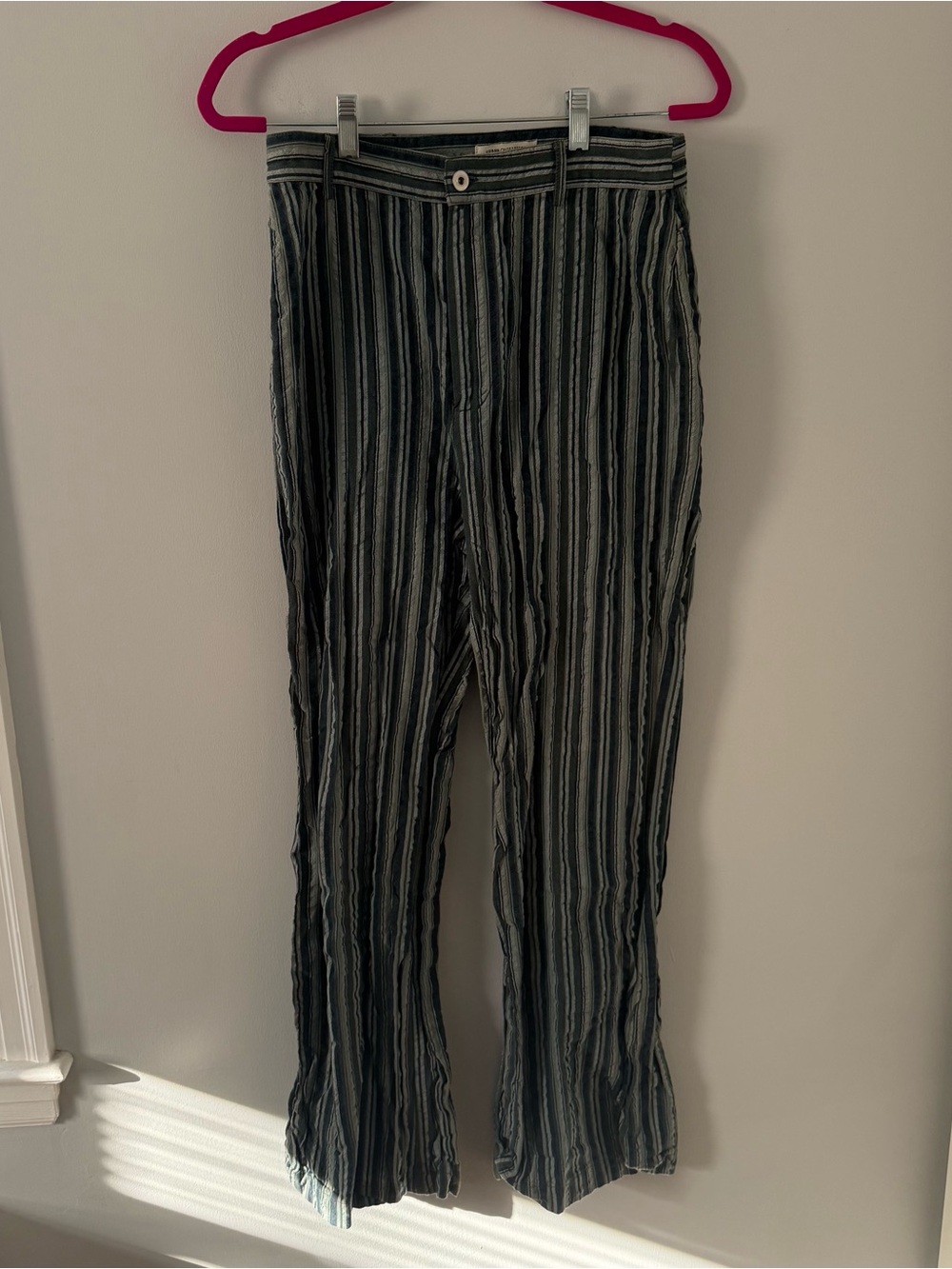 Urban Outfitters Striped 70s Inspired Fit and Flare Pants in Blue and Gray